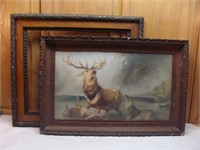 Elk and Empty Wooden Frame
