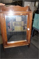 OLD WOOD MEDICINE CABINET WITH MIRROR