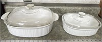 (2) corningware casserole dishes