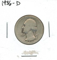 1936-D Washington Silver Quarter