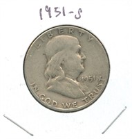 1951-S Franklin Silver Half Dollar