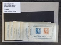 (10) 1947 U.S. MNH 100th Stamp Expo Souvenir Sheet