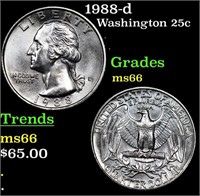 1988-d Washington Quarter 25c Grades GEM+ Unc