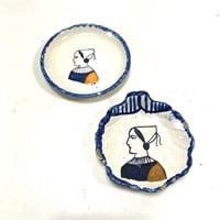 Vintage Henroit Quimper Pottery French Plates