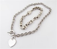 .925 Bracelet and Heart Tag Choker