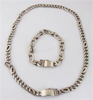 Heavy Mexico Sterling Bracelet and Necklace