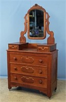 19th Century Walnut Dresser with Mirror