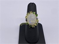 STERLING SILVER MOONSTONE AND PERIDOT RING