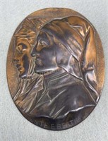 Bronze Dante E Beatrice 5 1/2in Plaque