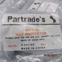 GROUP OF 30 PLASTIC HAT PROTECTORS