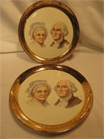 2 Capsco 22Kt George & Martha Washington Plates