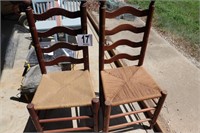 (2) Wooden Straight Back Chairs (Shop)