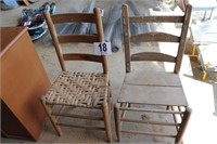 (2) Vintage Wooden Straight Back Chairs (Shop)