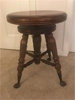 Antique Wood Claw Foot Piano Stool