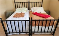 11 - 2 TWIN BEDS, MATTRESS SETS, SIDE TABLES
