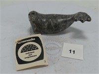 SIGNED CARVED INUIT SOAPSTONE 3.5" SEAL