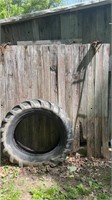 Wooden Barn Door and Tire