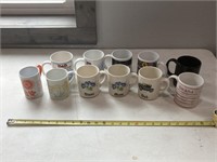 Assortment of 11 coffee cups