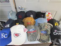 Box of Various Mostly Baseball Hats, Some Winter