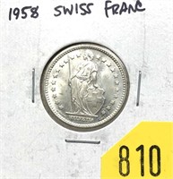 1958 Swiss franc