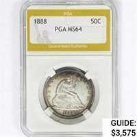 1888 Seated Liberty Half Dollar PGA MS64