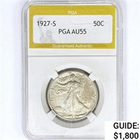 1927-S Walking Liberty Half Dollar PGA AU55