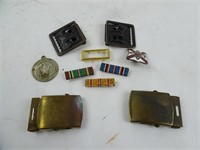 Lot of Misc. Military Items - Ribbons Belt