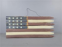 Primitive Wooden Us Flag Decor