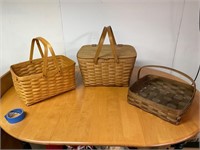 Longaberger large, picnic and pie basket,