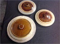 3 STONEWARE LIDS