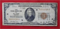 1929 $20 National Currency  St Louis, MI