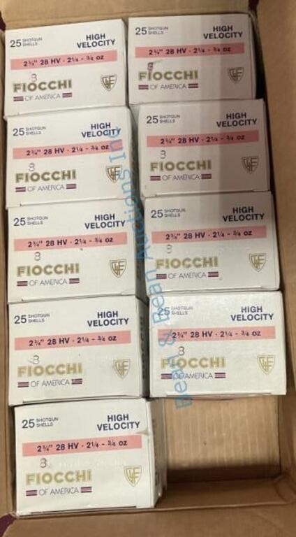 28 gauge Fiocchi shotgun shells, 225 rounds