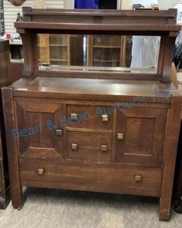 Heavy mission oak sideboard