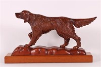 Handcarved Irish Setter Statue in Pointing