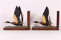 Pair of Flying Mallard Drake Book Ends,