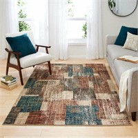 Mainstays Brown Abstract Tiles Area Rug, 5' x 7'