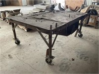 Rolling Metal Table with Vise