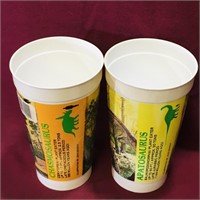 Lot Of 2 Dinosaurs Plastic Cups (Vintage)