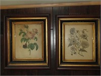 2 Vintage Floral Prints 14 3/4" x 13"