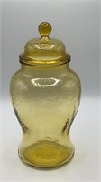 12" Vaseline Glass Lidded Urn