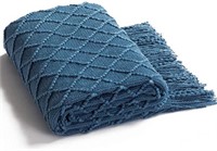 Bedsure Navy Blue Knit Throw Blanket 100%