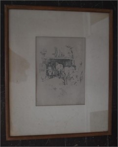 Framed Print of Horses in Stable