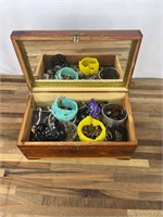 Vintage Wood Jewelry Box Full of Jewelry