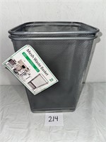 Greenco  Silver Mesh Metal Trash Can Wastebaskets