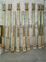 Set of 9 Architectural Columns.Faux Painted.Gilded