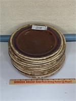 Vintage Brown Drip Hull Pottery Oven-Proof Plates
