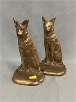 (2) Brass Seated Dog Bookends