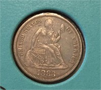 RARE UNCIRCULATED 1883 SEATED LIBERTY DIME