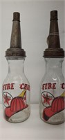 (2) 1QT Texaco Fire Chief Glass Oil Bottles