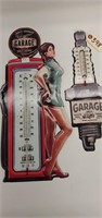 (2) Retro Tin Garage Thermometers